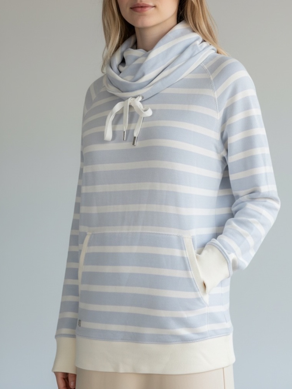 Ralph Lauren Blue & White Striped Cowl Neck Sweater